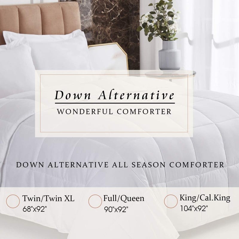 Hi -G HIG 3pc Down Alternative Comforter Set - All Season Reversible Comforter with Two Sham - Quilted Duvet Insert with Corner Tabs - Box Stitched - Breathable, Soft, Fluffy (Twin/Twin XL, Pure White) - Image 3